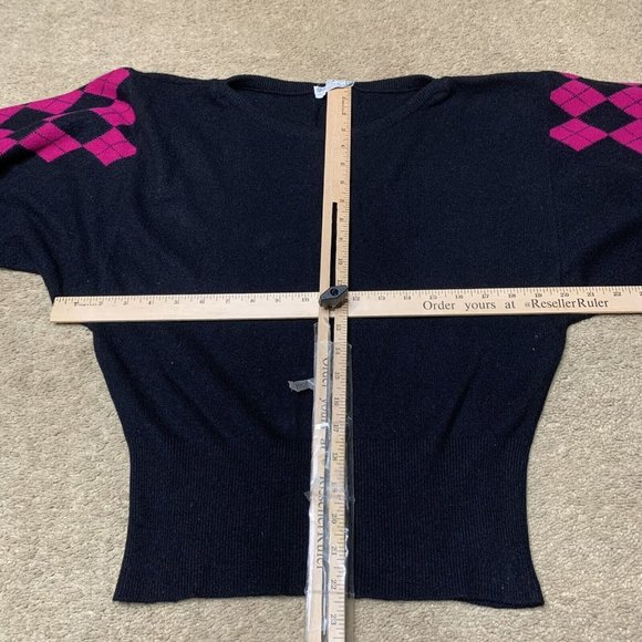 Jaeger Womens 97cm 38in Black/Pink 100% Cashmere Long Sleeve Sweater - Picture 5 of 6